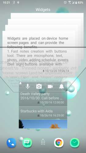 image of widgets on device home screen